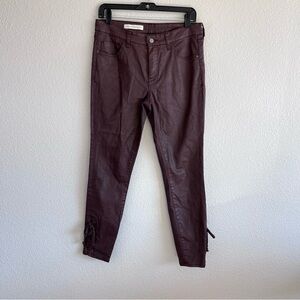 Anthro | Pilcro and the Letterpress Script Coated Lace Up Ankle Pants Wine